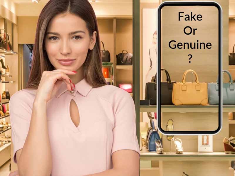 Counterfeiting - Fake or Genuine sign in an elegant store